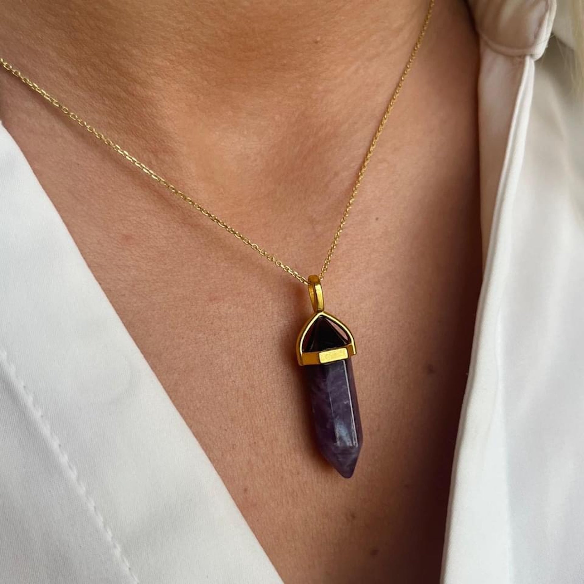 Ametist Hänge Spets Guld