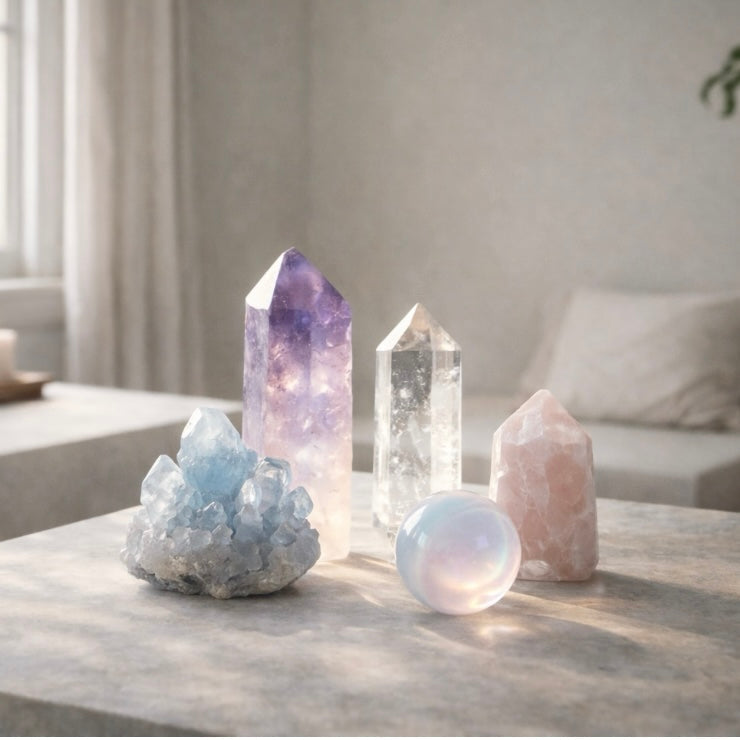     Ametist kristall som symboliserar lugn och sömn