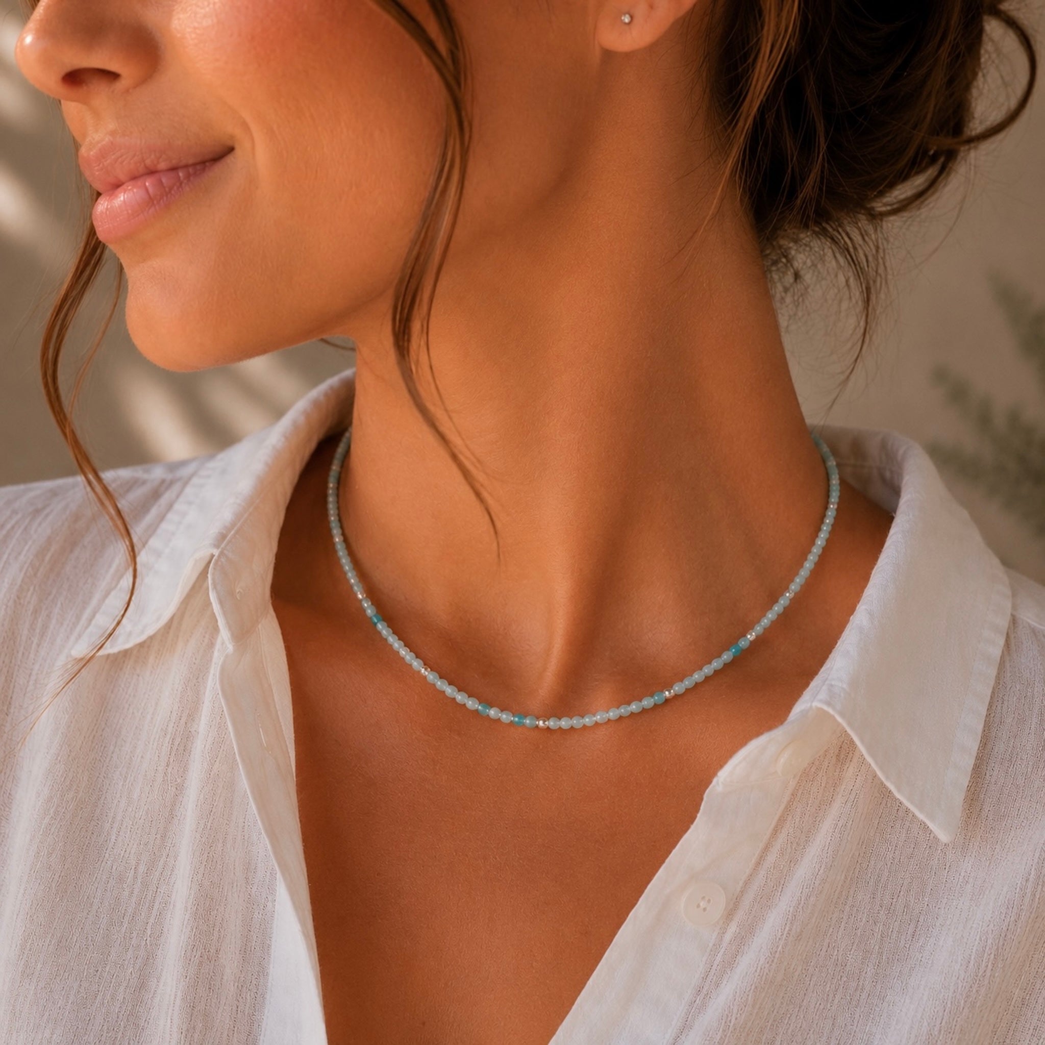 Amazonit Kristallhalsband sterling silver 