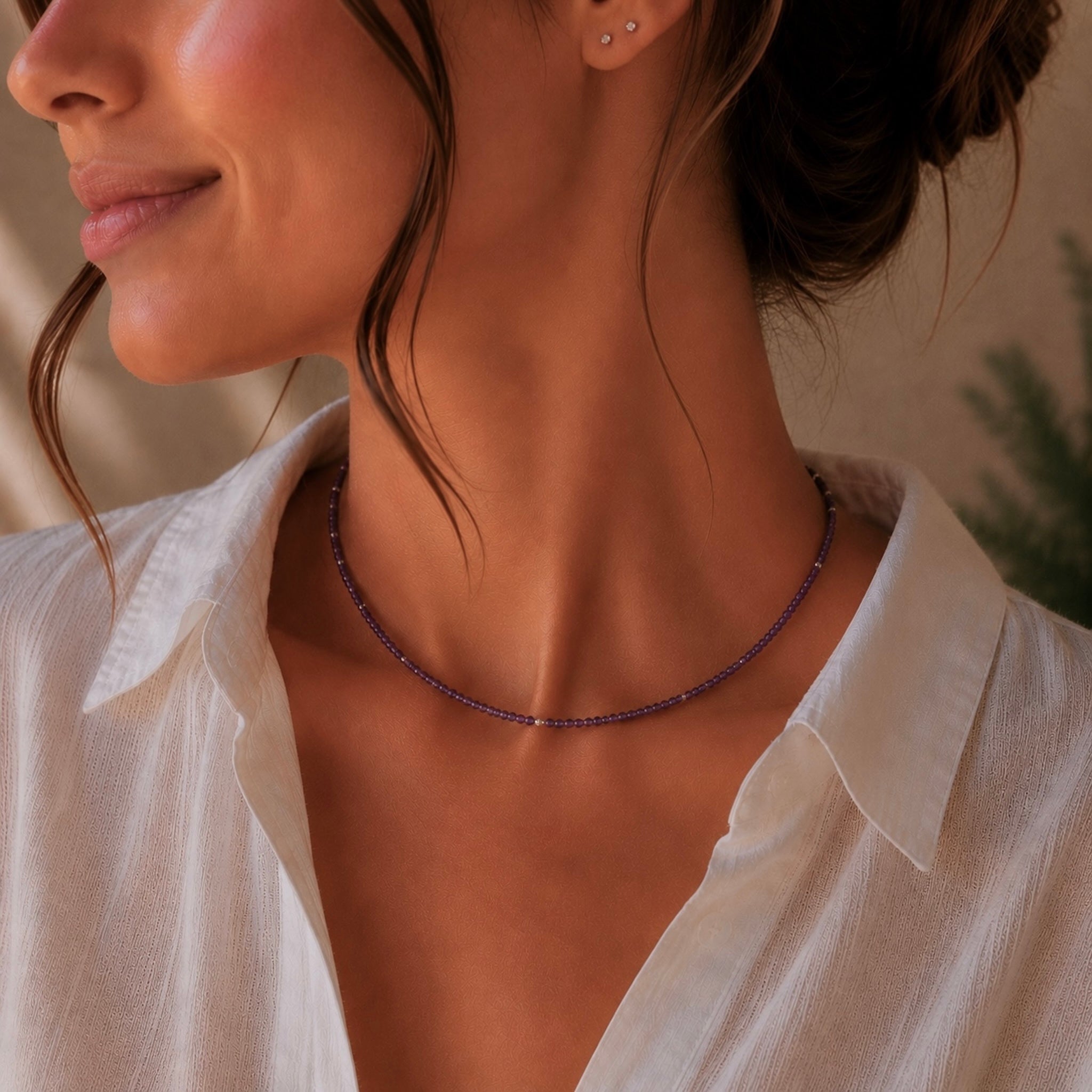 Halsband Ametist Kristall Sterling Silver