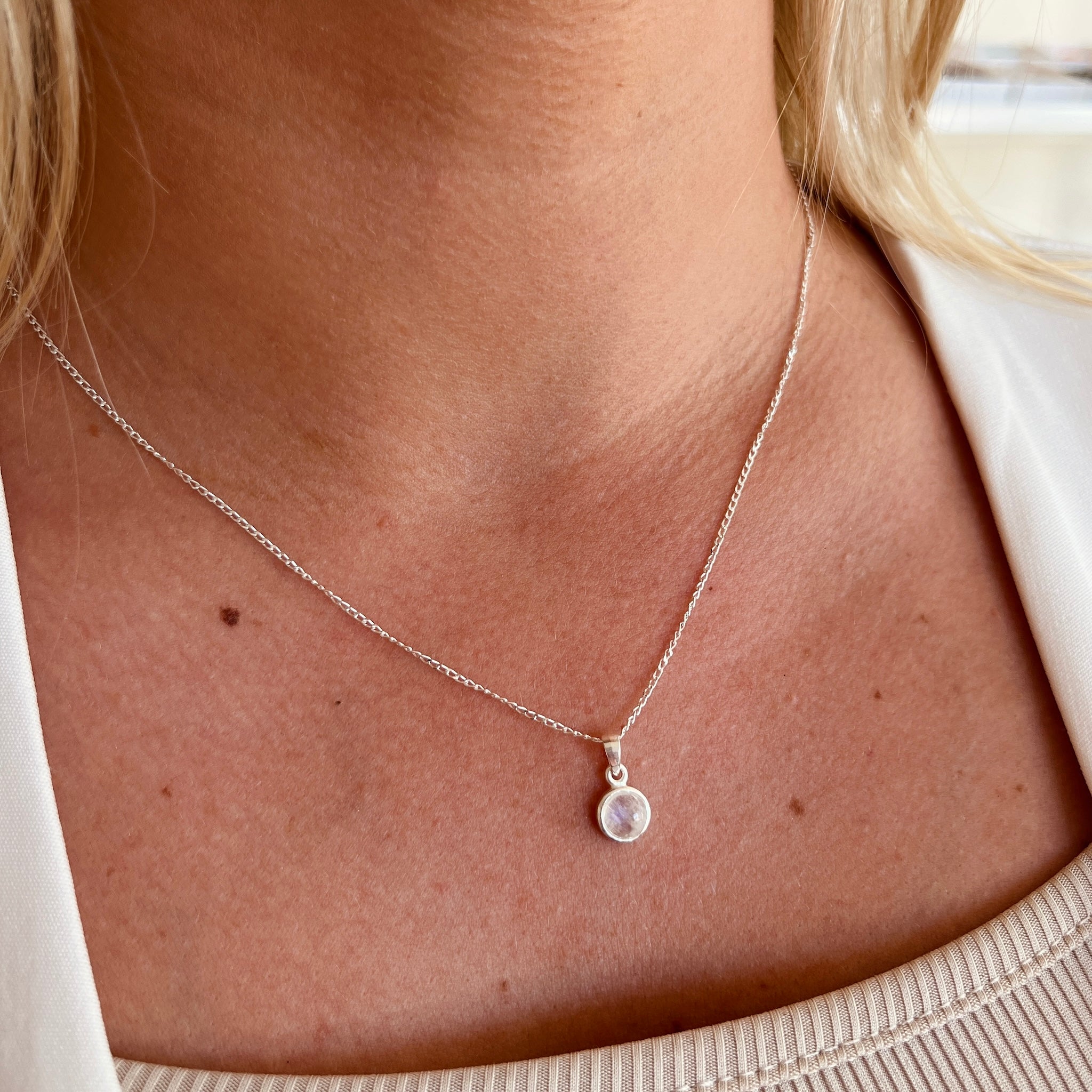 Hänge Regnbågsmånsten Kristall Sterling Silver