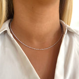 Rosenkvarts kristall halsband sterling silver