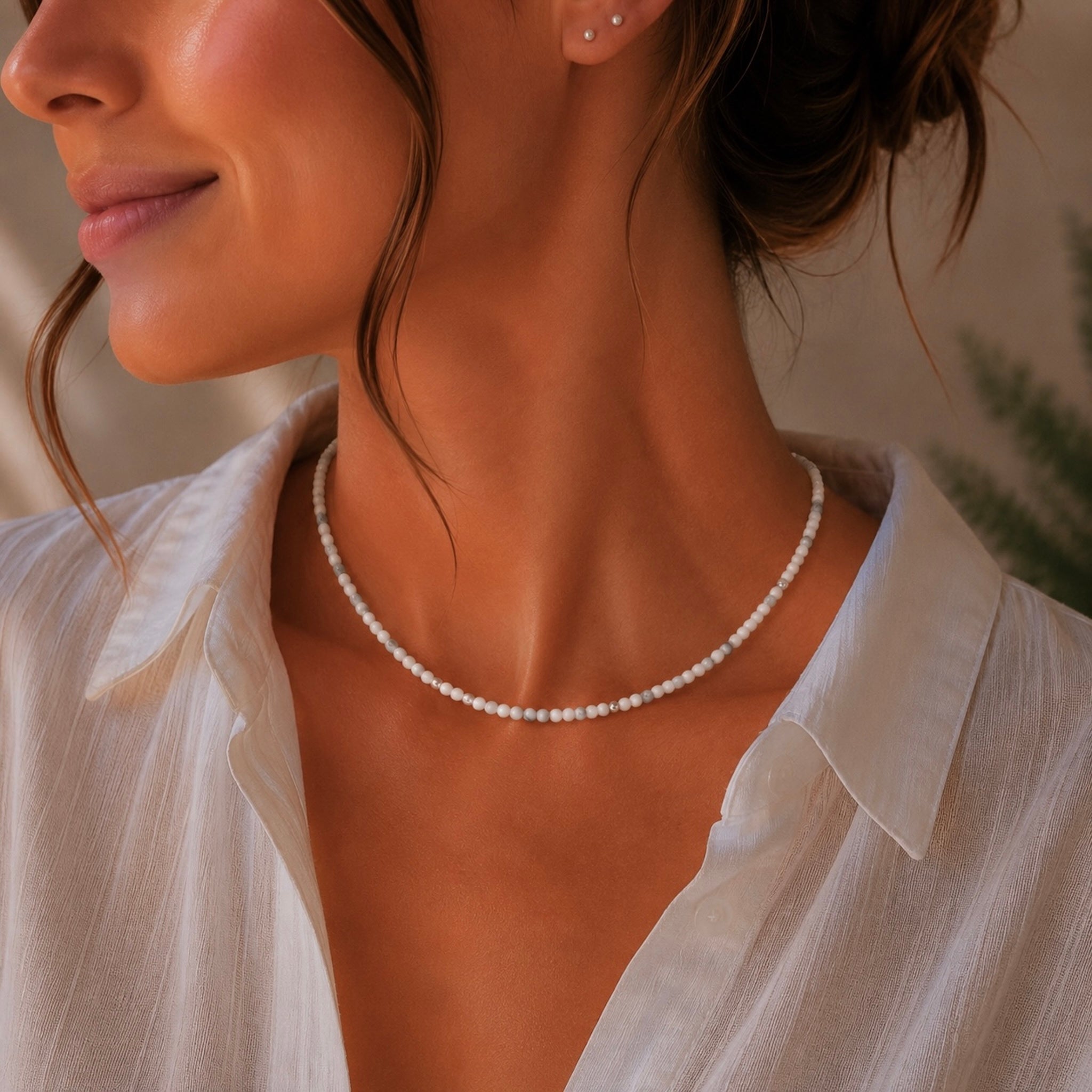 Halsband Howlit Kristall Sterling Silver