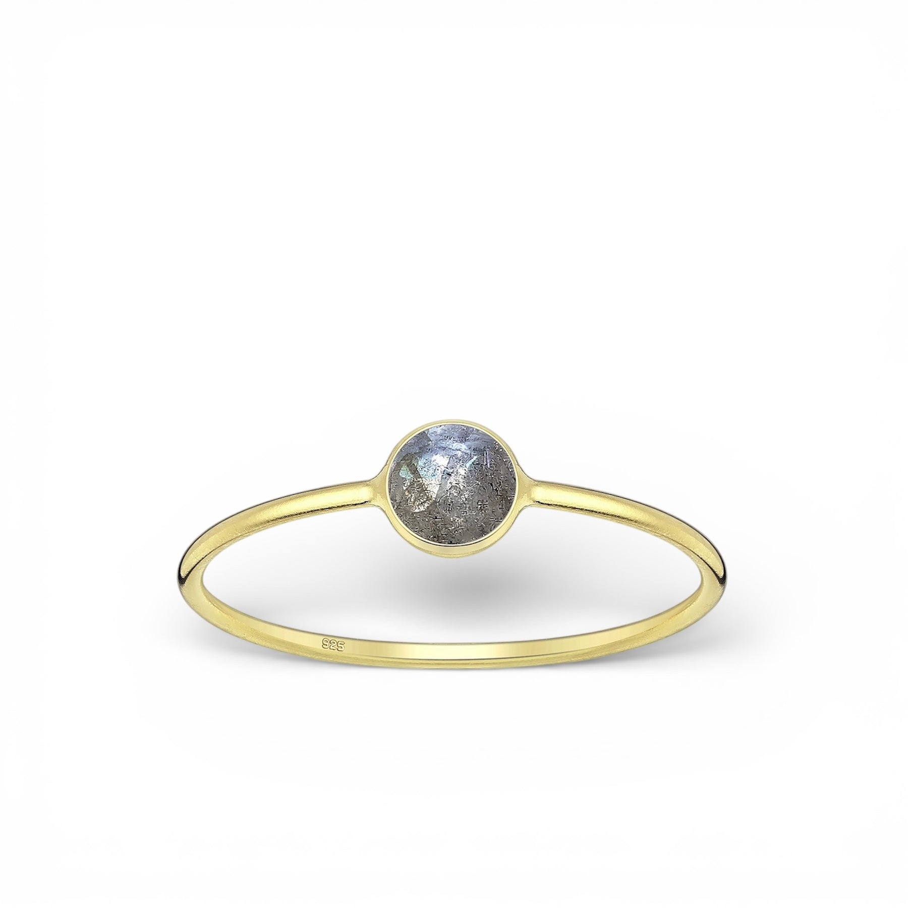 Labradorit Kristallring i 18k Guldplätering 