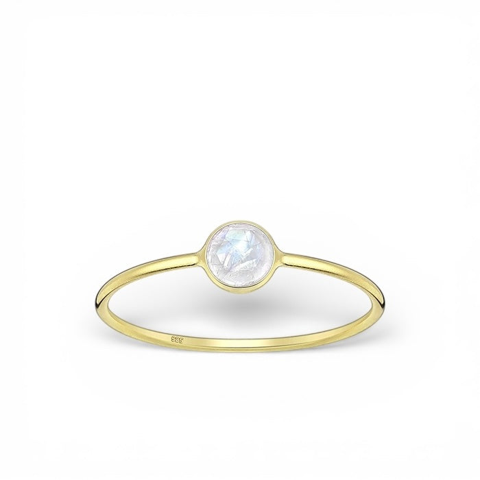 Kristallring regnbågsmånsten 18k guldplätering