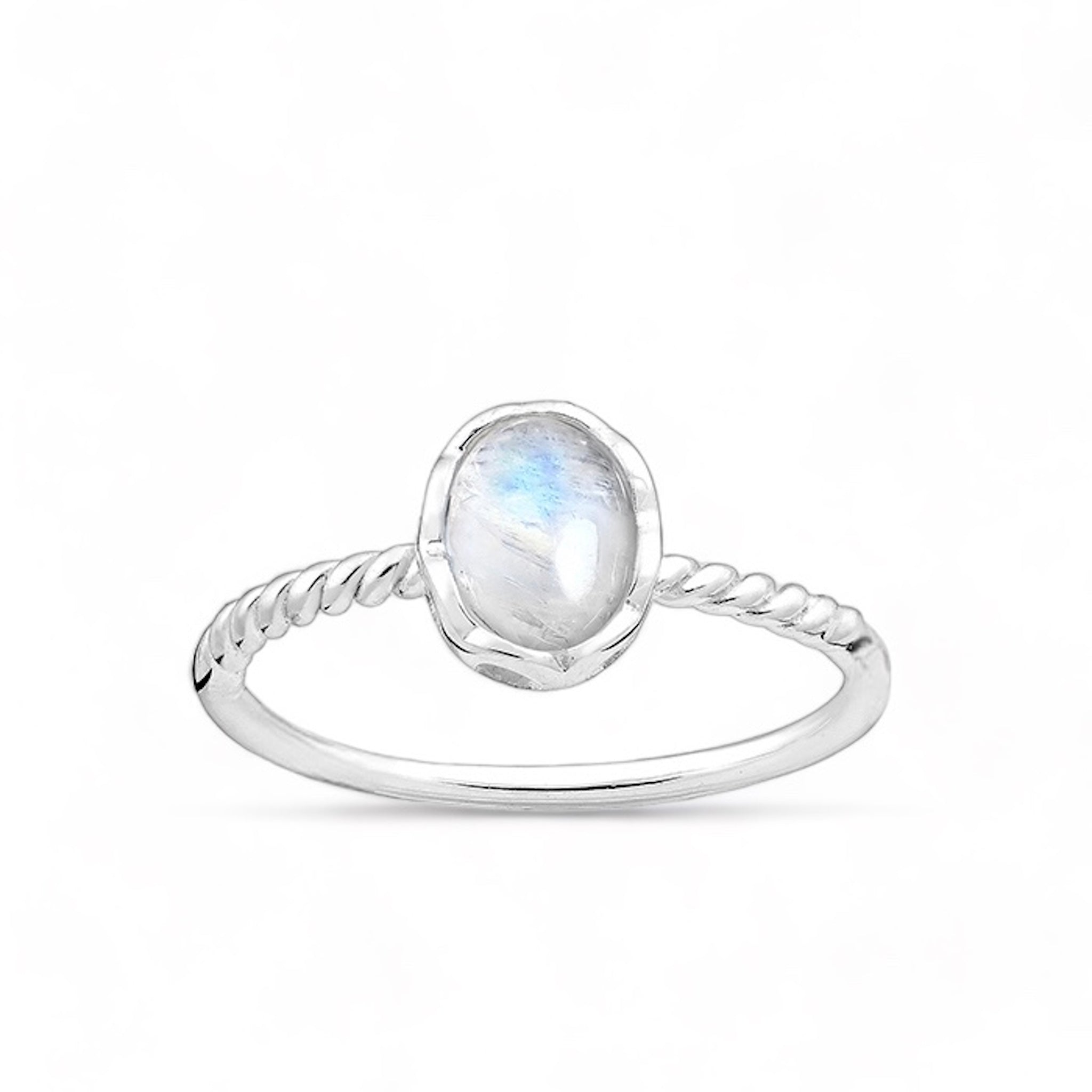 Sterling Silver 925 Ring Regnbågsmånsten Kristall