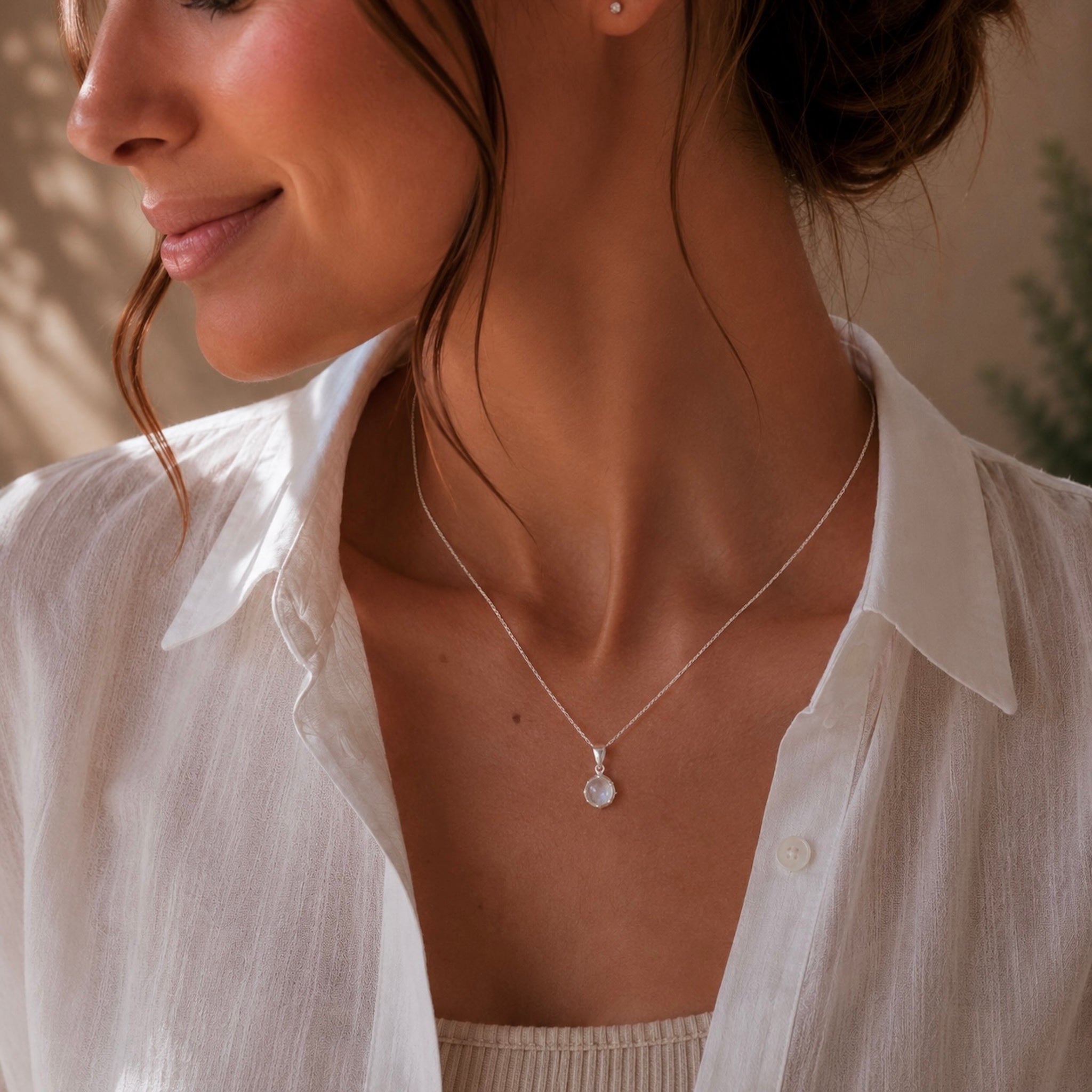 Hänge Regnbågsmånsten Kristall Sterling Silver