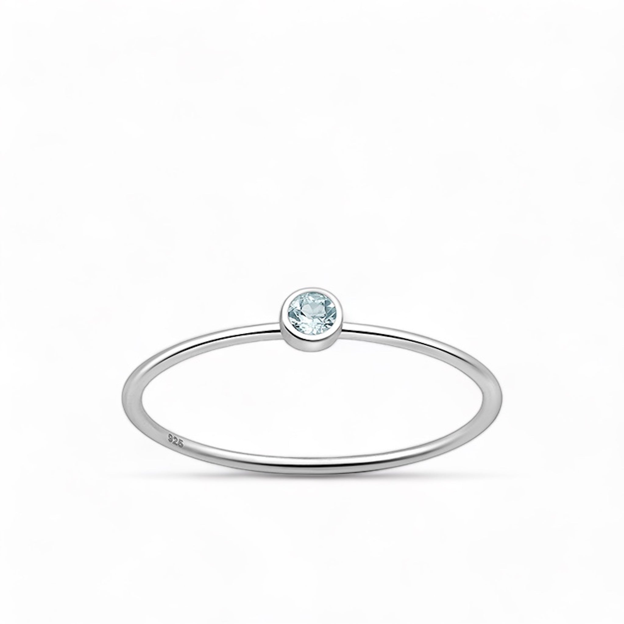 Sterling Silver 925 Ring Blå Topas Kristall