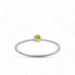 Sterling Silver 925 Ring med gul sten i kristallen Citrin