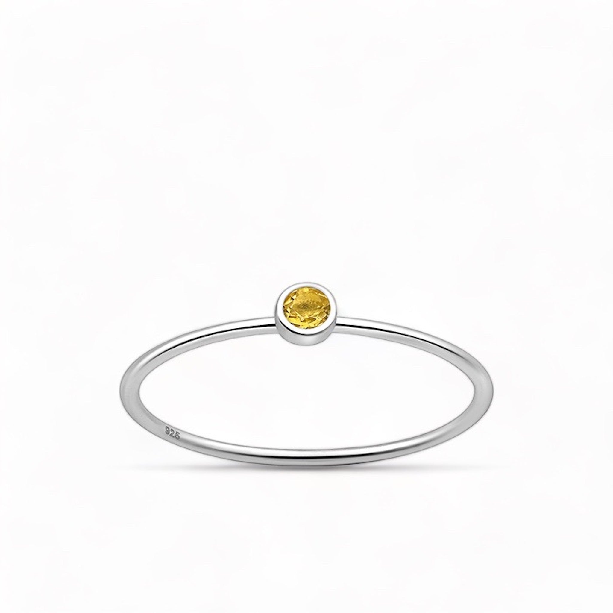 Sterling Silver 925 Ring med gul sten i kristallen Citrin