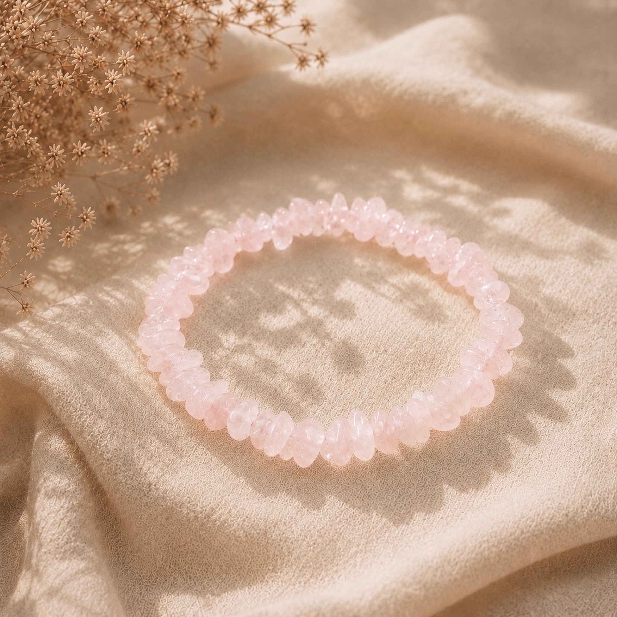 Armband med kristallen Rosenkvarts