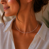 Rosenkvarts kristall halsband sterling silver