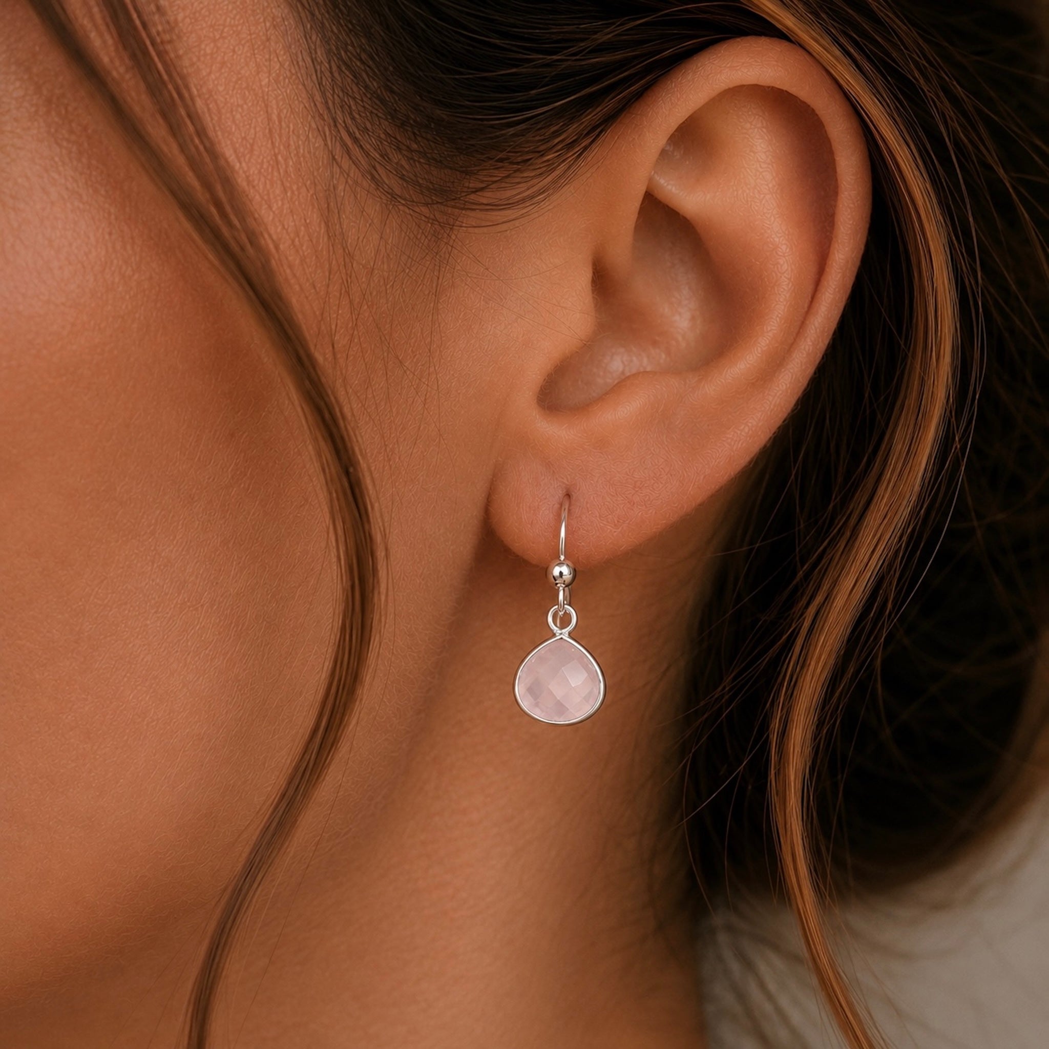 Örhängen Rosenkvarts Kristall Sterling Silver