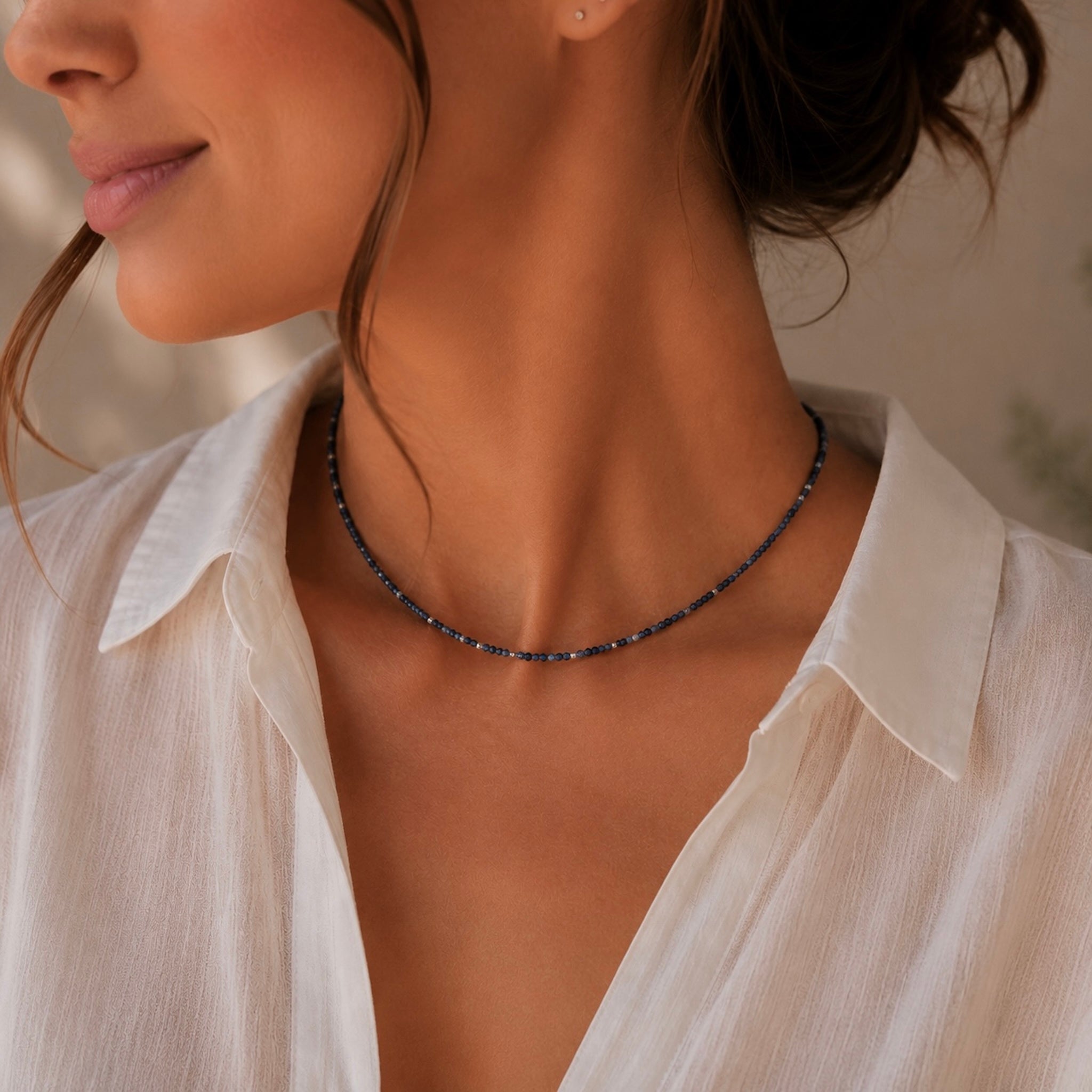 Sodalit kristall halsband sterling silver